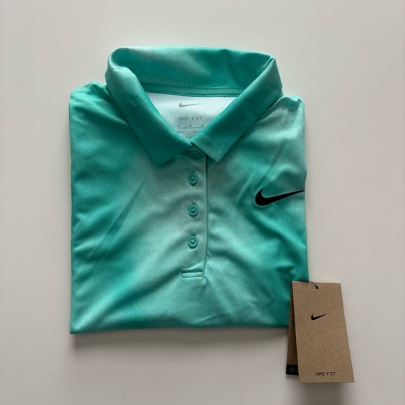 Women’s Nike Golf Green Sleeveless Dri-Fit Victory Printed Polo Shirt Medium NWT - Picture 5 of 5